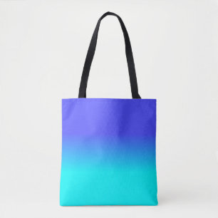 Neon Blue and Bright Neon Aqua Ombré Shade Color F Tote Bag