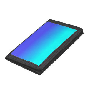 Neon Blue and Bright Neon Aqua Ombré Shade Color Tri-fold Wallet