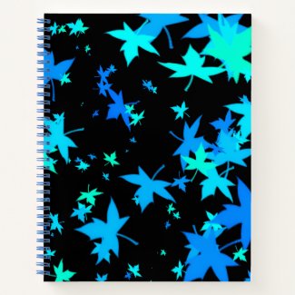 Neon Blue and Green Leaves Notebook