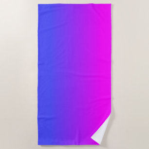 Neon Blue and Hot Pink Ombré Shade Color Fade Beach Towel