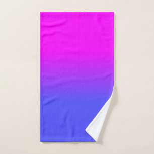 Neon Blue and Hot Pink Ombré Shade Color Fade Hand Towel