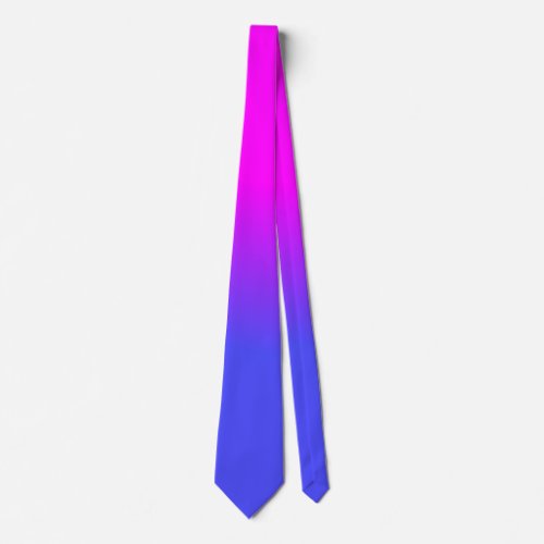 Neon Blue and Hot Pink Ombr Shade Color Fade Neck Tie