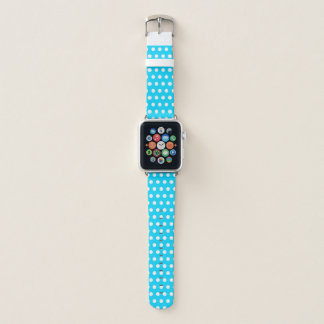 Neon blue and White polka dots retro pattern Apple Watch Band