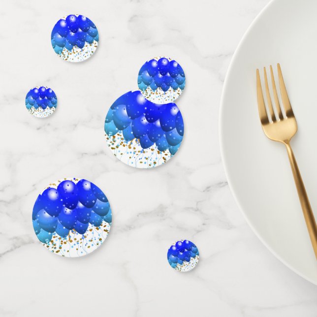 Neon Blue Balloons Gold Graduation Party Confetti (Group)