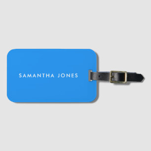 Neon Blue Bright Minimalist Modern Luggage Tag