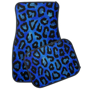Neon Blue Cheetah Vector Car Floor Mat