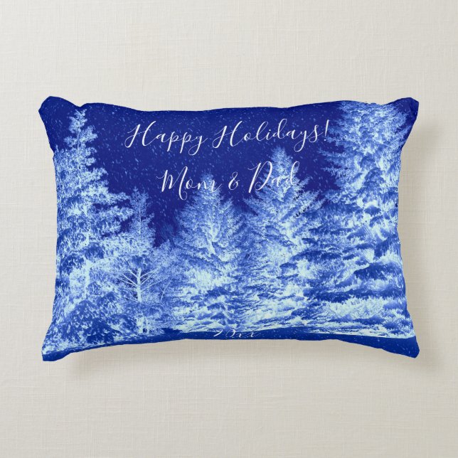 Neon Blue Christmas Tree  Lumbar Pillow (Front)