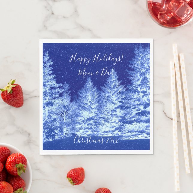 Neon Blue Christmas Tree Napkins (Insitu)