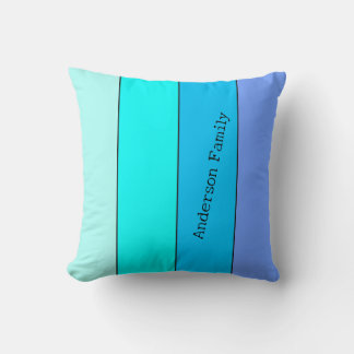 Neon Blue Color Lines with Name Throw Pillow