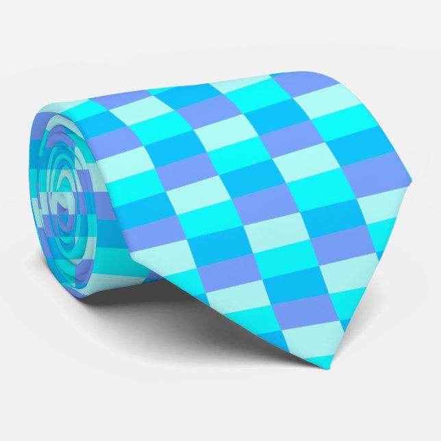 Neon Blue Color Pattern Neck Tie (Rolled)