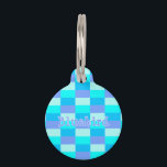 Neon Blue Color Pattern Pet ID Tag<br><div class="desc">Color blocks around bright neon blue and lighter and darker shades of blue. 
This design is a little loud,  but perhaps easier to catch the eye this way.
Add your friends name,  as well as your name and phone number. Just in case.</div>