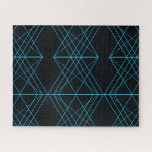 Neon blue, cool, modern, trendy technologic art jigsaw puzzle