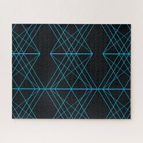 Neon blue cool modern trendy technologic art jigsaw puzzle