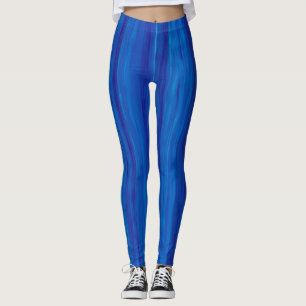 Neon Blue Digital Abstract Painting Pattern Leggings