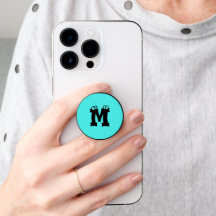 Neon blue Dimond Funny Letters Text PopSocket