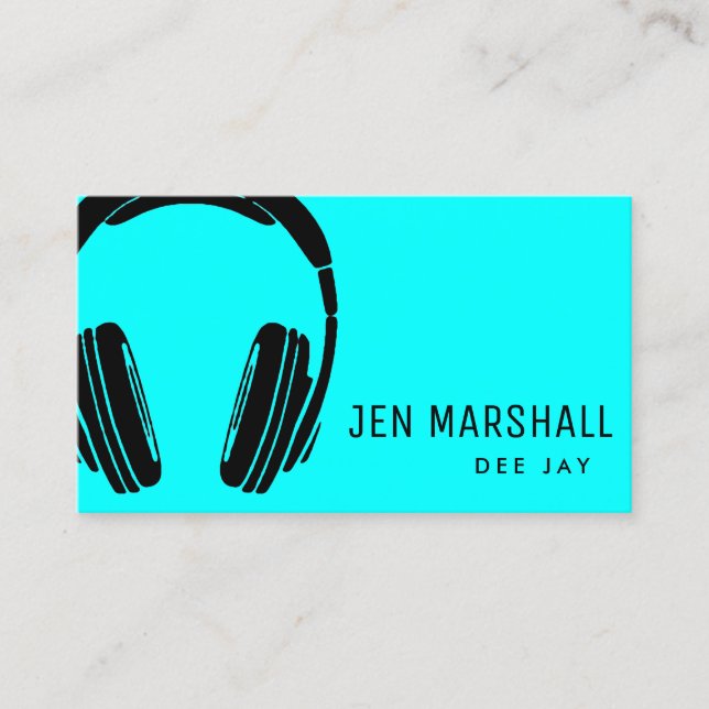 neon blue dj business card (Front)