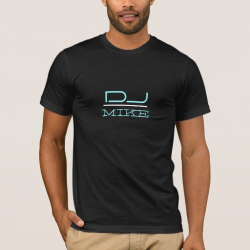 Neon Blue DJ custom name t-shirt