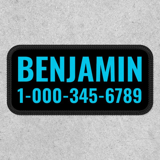 Neon Blue Dog Name Patch (Front)