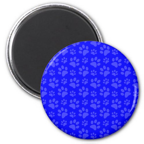 Neon blue dog paw print pattern magnet