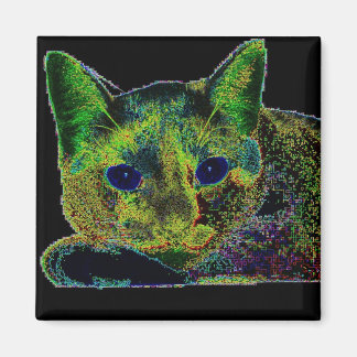 Neon Blue Eyed Cat Magnet