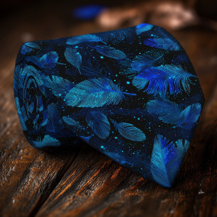 Neon Blue Feather Men’s Tie