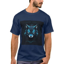 Neon Blue Geometric Wolf T-Shirt