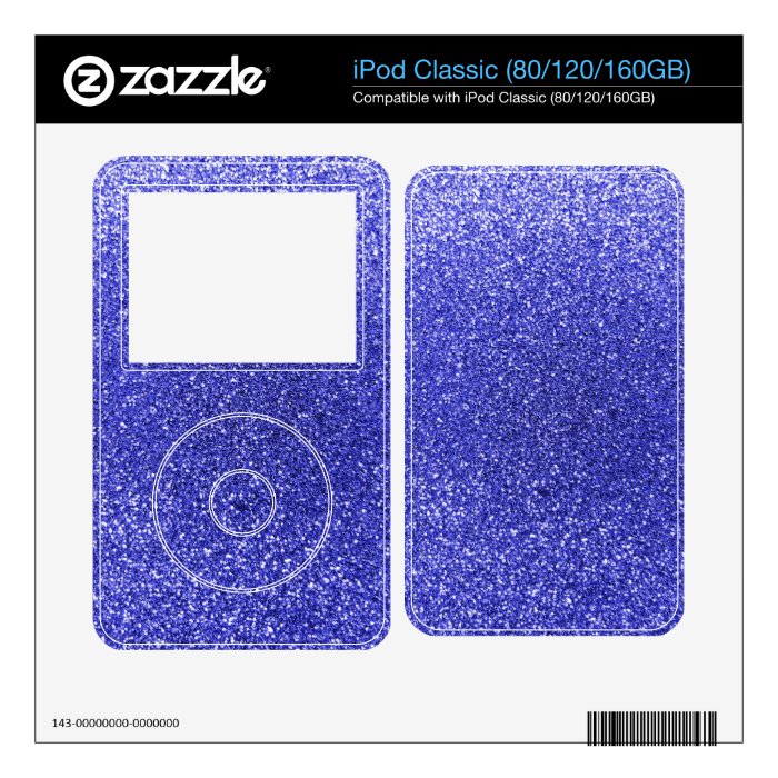 Neon blue glitter iPod classic decal