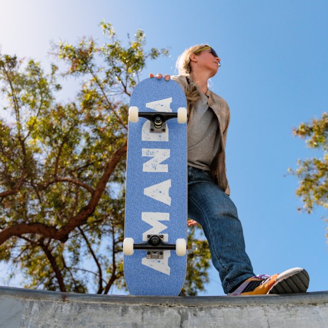 Neon Blue Glitter skateboard personalized name (Outdoor 1)