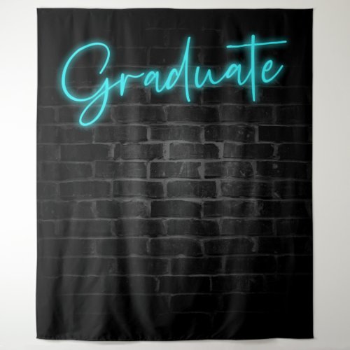 Neon Blue Glow Light  Graduate Party Photo Booth Tapestry