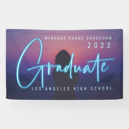 Neon Blue Graduate Photo Banner