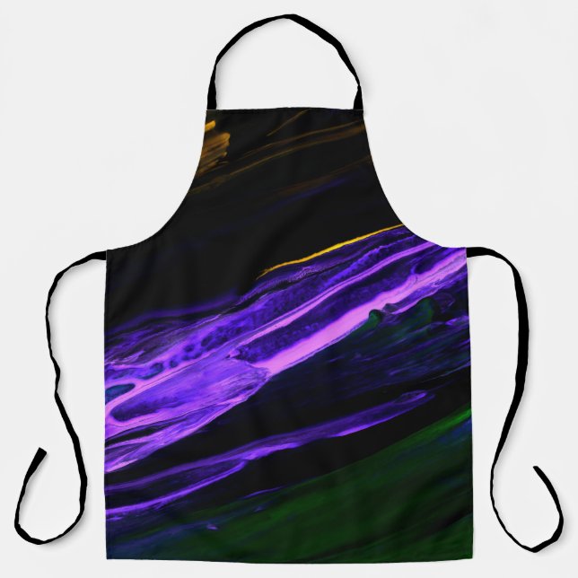 Neon blue, green and purple creative abstract hand apron (Front)