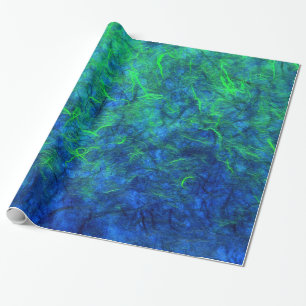 Neon blue green psychedelic Japanese rice paper
