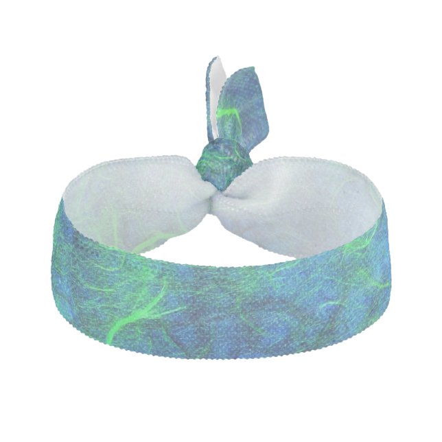 Neon blue green psychedelic Japanese rice paper Hair Tie (Front)
