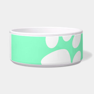 neon blue green teal paw print bowl