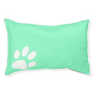 neon blue green teal paw print dog cat pet bed