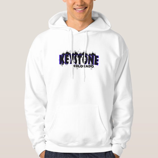 Neon blue grunge Keystone Colorado Hoodie (Front)