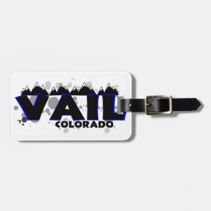 Neon blue grunge Vail Colorado Luggage Tag