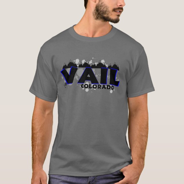 Neon blue grunge Vail Colorado T-Shirt (Front)