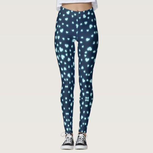 Neon Blue Heart Leggings