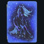 Neon Blue Horse Running At Moonlight Starry Night  iPad Air Cover<br><div class="desc">Neon Blue Horse Running At Moonlight Starry Night Magic Animal Drawing - Choose / Add Your Unique Text / Color - Make Your Special Gift - Resize and move or remove and add elements / image with customization tool ! - Drawing and Design by MIGNED. You can also transfer my...</div>
