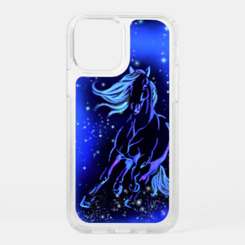 Neon Blue Horse Running At Moonlight Starry Night Speck iPhone 12 Pro Case