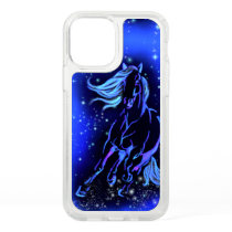 Neon Blue Horse Running At Moonlight Starry Night Speck iPhone 12 Pro Case