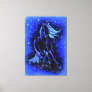 Neon Blue Horse Running Canvas Print - Painting