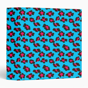 Neon Blue Leopard Print Binder