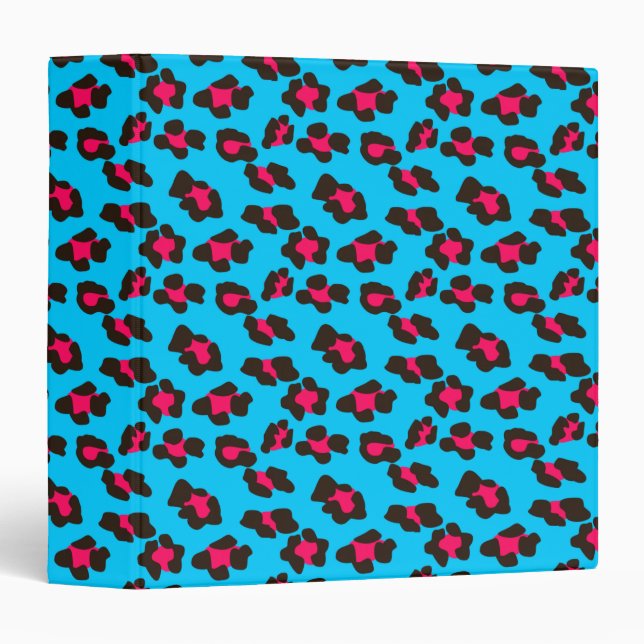 Neon Blue Leopard Print Binder (Front/Spine)