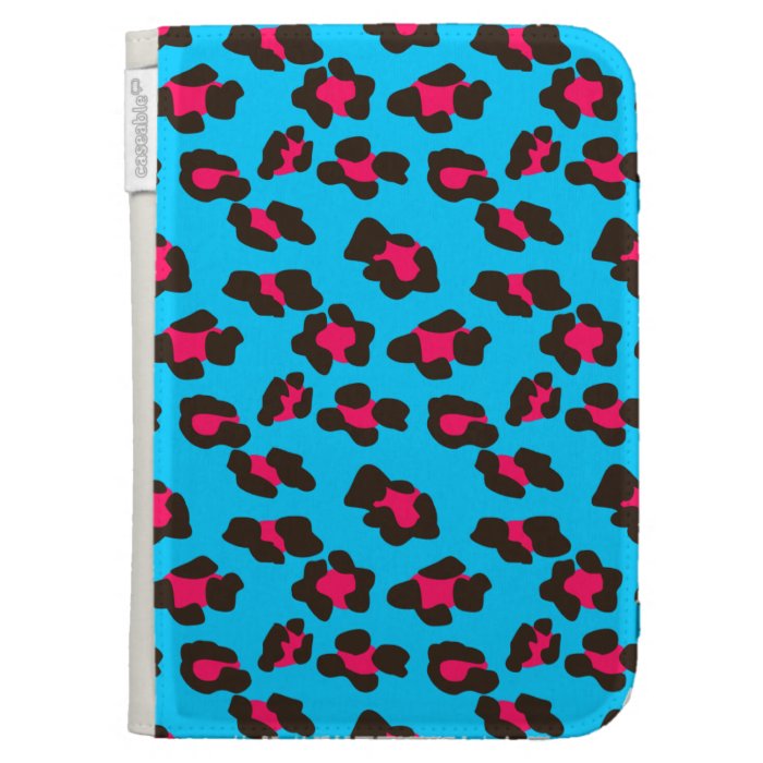 Neon Blue Leopard Print Cases For Kindle