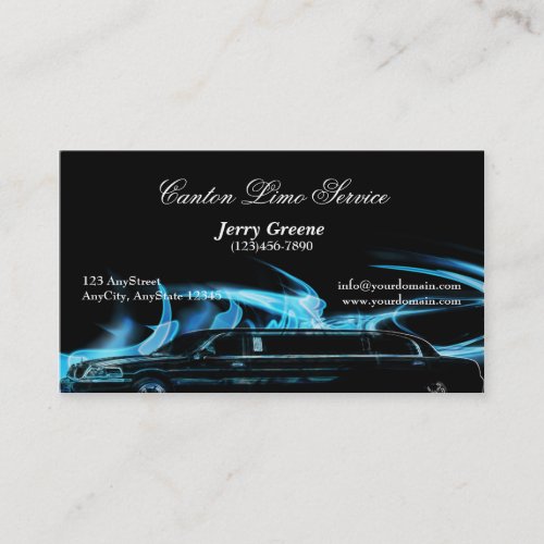 Neon Blue Limosine Business Card