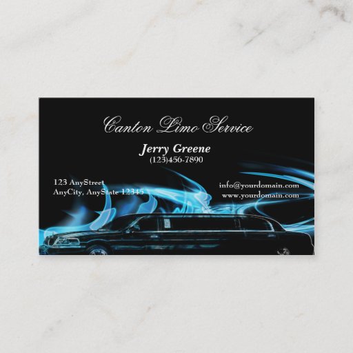 Customizable Neon Blue Limosine Business Card