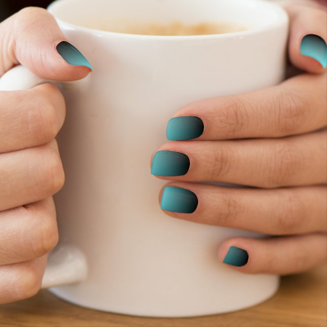 Neon Blue Ombre Nail Decals (Insitu - Mug)