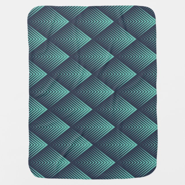 Neon Blue Op-Art Chevron. Baby Blanket (Front)